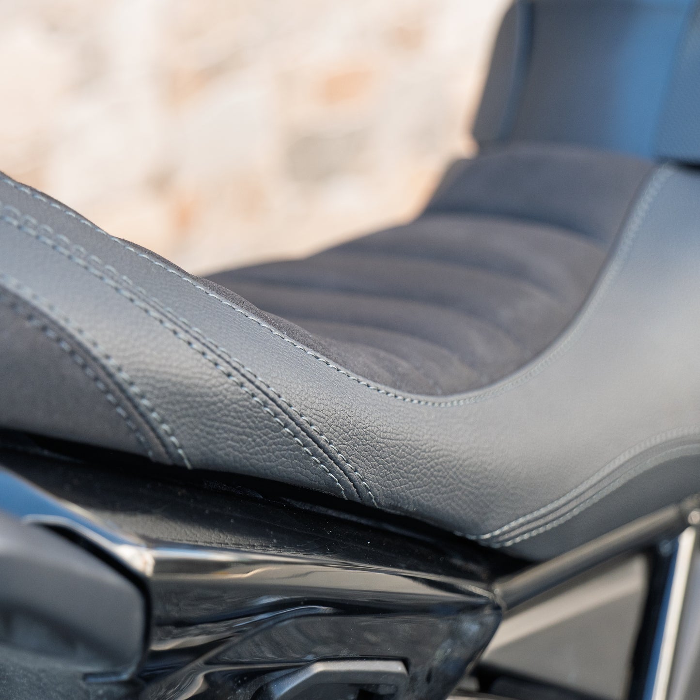 A Triumph Tiger Sport 660 with a Kelpi Custom Moto comfort seat trim