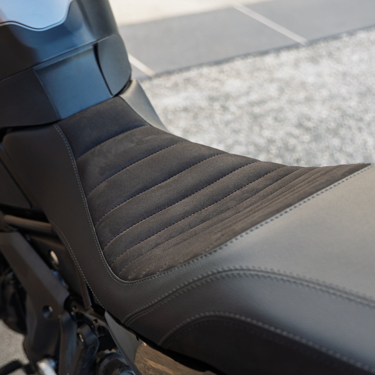 A Triumph Tiger Sport 660 with a Kelpi Custom Moto comfort seat trim