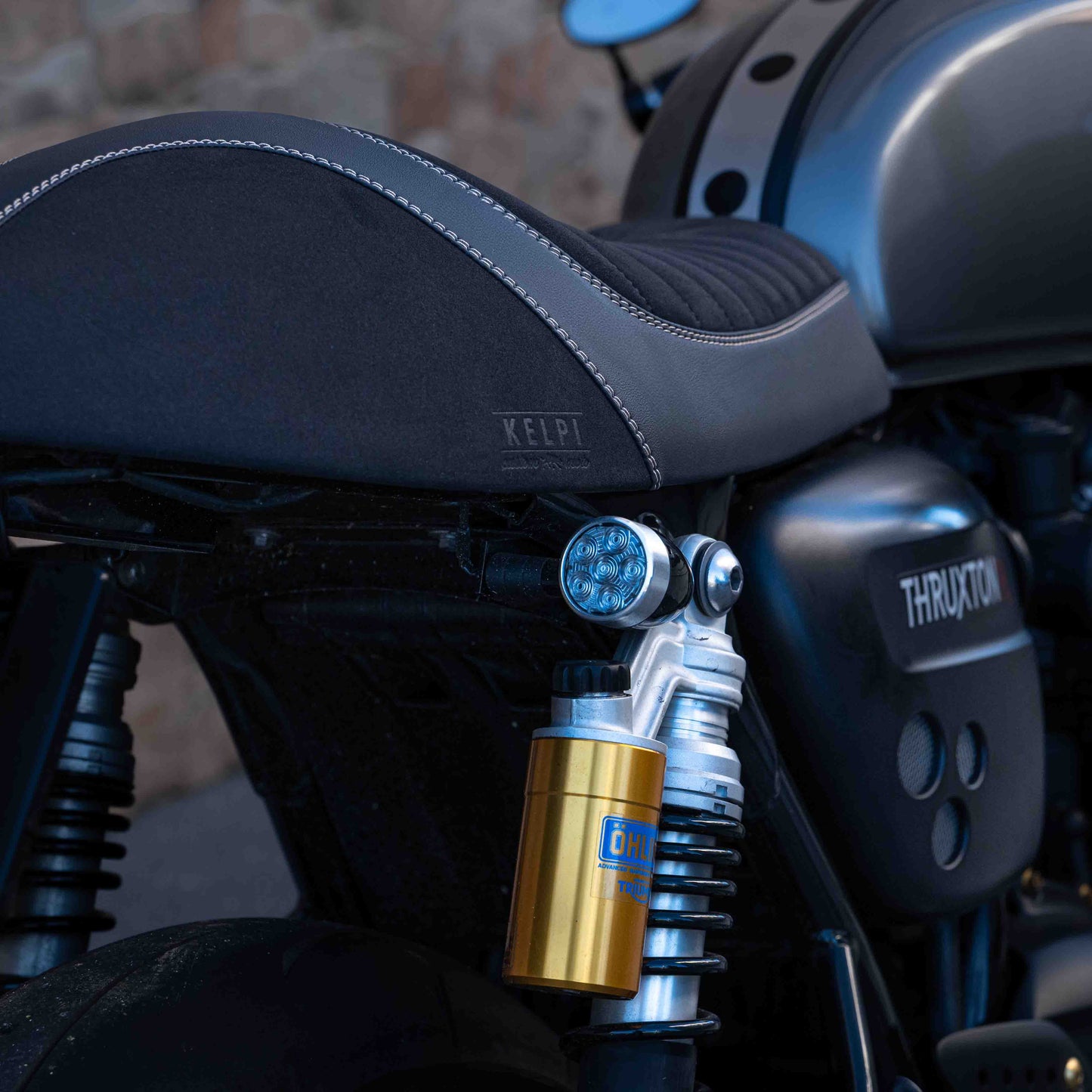 Triumph Thruxton Rs with a Kelpi Custom Moto Seat Trim