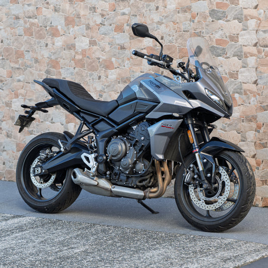 A Triumph Tiger Sport 660 with a Kelpi Custom Moto comfort seat trim