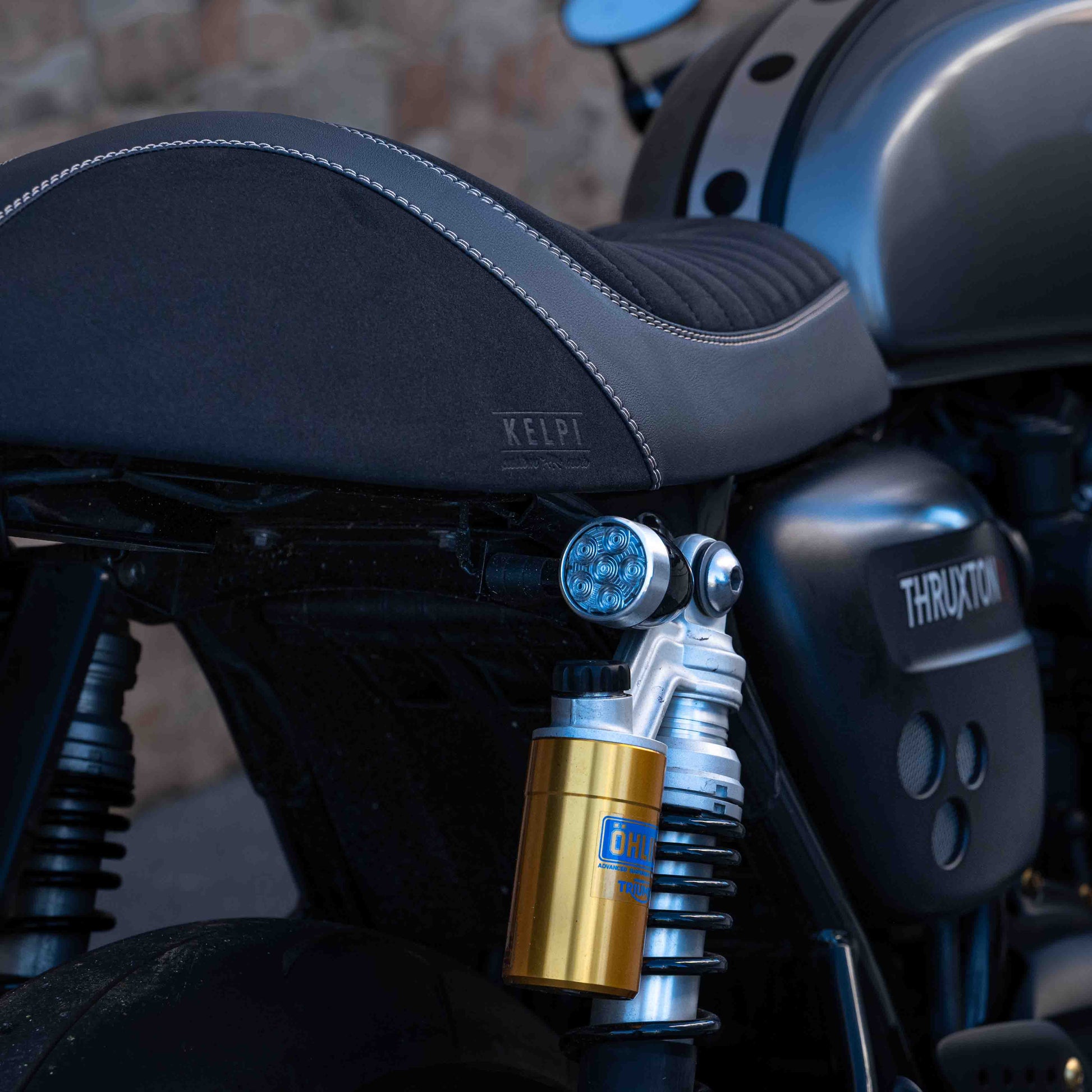 Triumph Thruxton Rs with a Kelpi Custom Moto Seat Trim
